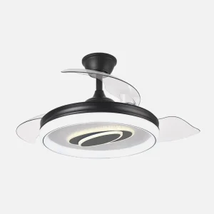 Ventilador retráctil Abrila Maracana negro luz LED 50-107 cm