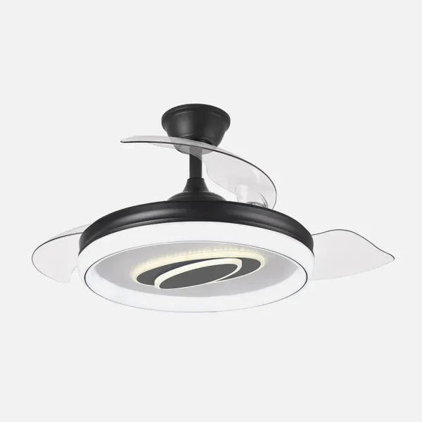 Ventilador retráctil Abrila Maracana negro luz LED 50-107 cm