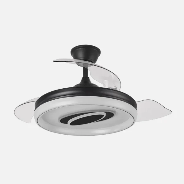 Ventilador retráctil Abrila Maracana negro luz LED 50-107 cm