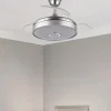 Ventilador retráctil Abrila Matanuska níquel gris luz LED 55-108 cm