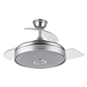 Ventilador retráctil Abrila Matanuska níquel gris luz LED 55-108 cm