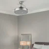 Ventilador retráctil Abrila Matanuska níquel gris luz LED 55-108 cm