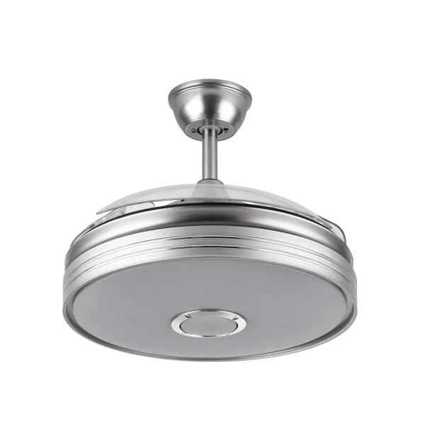 Ventilador retráctil Abrila Matanuska níquel gris luz LED 55-108 cm