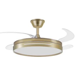 Ventilador retráctil Abrila Micenas cuero luz LED 38-91 cm
