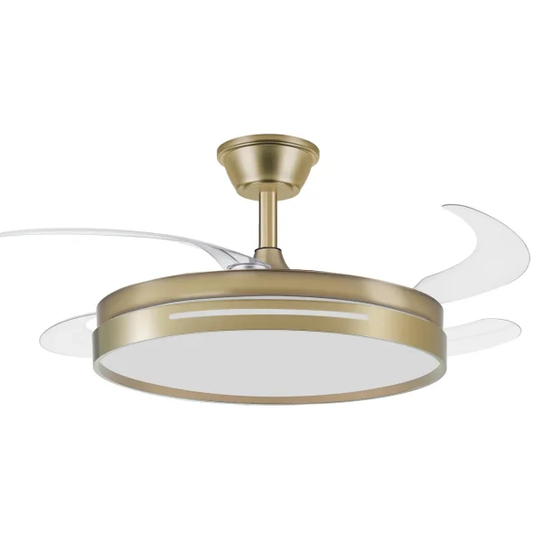 Ventilador retráctil Abrila Micenas cuero luz LED 50-106 cm