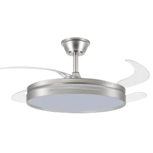 Ventilador retráctil Abrila Micenas níquel luz LED 50-106 cm