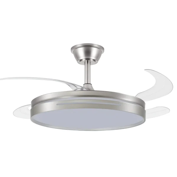 Ventilador retráctil Abrila Micenas níquel luz LED 50-106 cm