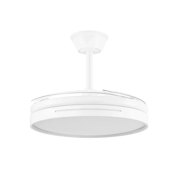 Ventilador retráctil Abrila Micenas blanco luz LED 50-106 cm