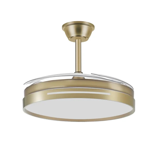 Ventilador retráctil Abrila Micenas cuero luz LED 38-91 cm
