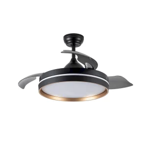 Ventilador retráctil Abrila Nalon negro luz LED 40-91 cm