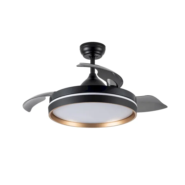Ventilador retráctil Abrila Nalon negro luz LED 40-91 cm