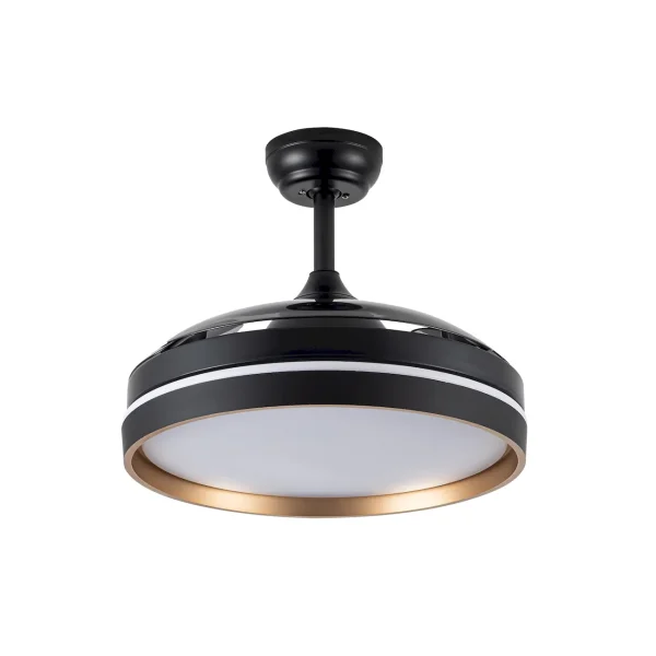 Ventilador retráctil Abrila Nalon negro luz LED 40-91 cm