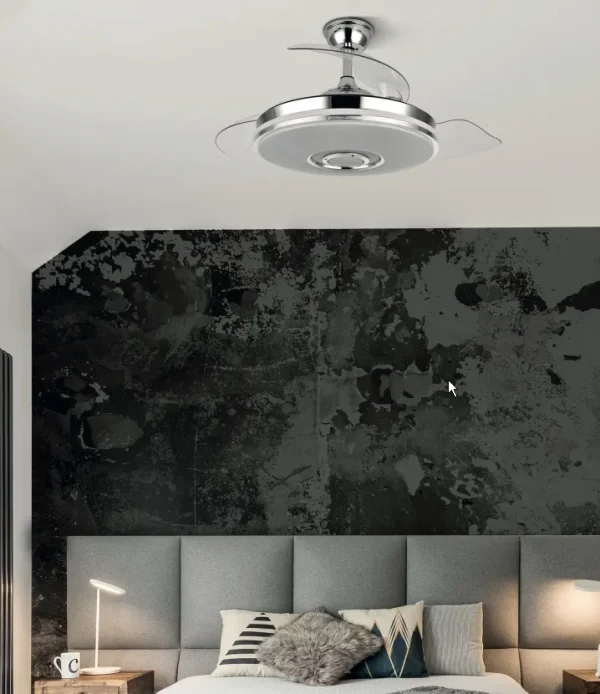 Ventilador retráctil Abrila Noto Cromo luz LED 50-108 cm