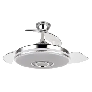 Ventilador retráctil Abrila Noto Cromo luz LED 50-108 cm