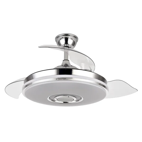 Ventilador retráctil Abrila Noto Cromo luz LED 50-108 cm