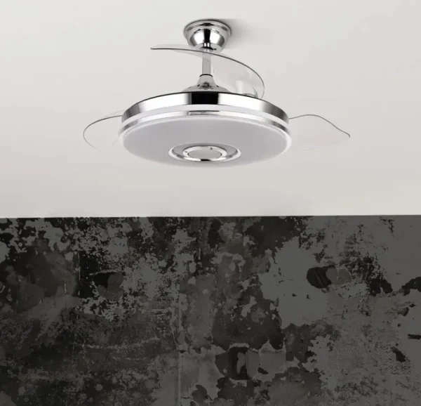 Ventilador retráctil Abrila Noto Cromo luz LED 50-108 cm