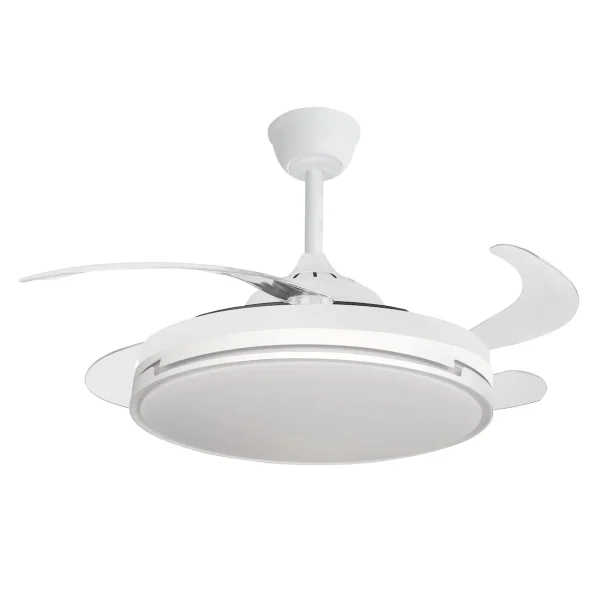 Ventilador retráctil Abrila Papiro blanco luz LED 48-107 cm