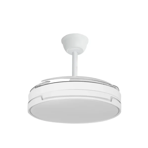 Ventilador retráctil Abrila Papiro blanco luz LED 48-107 cm