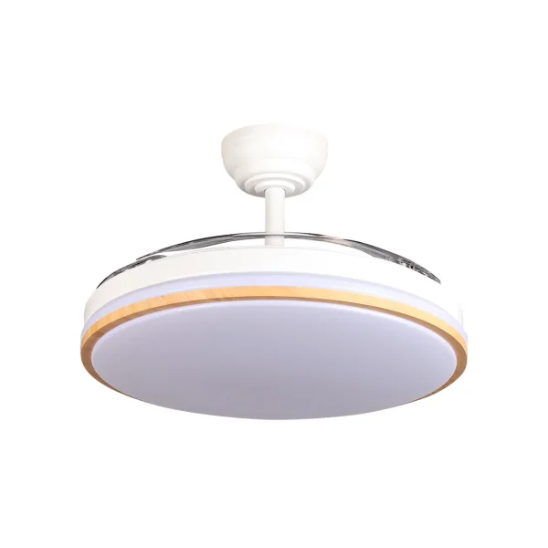 Ventilador retráctil Abrila Parlatore blanco madera luz LED 48-107 cm