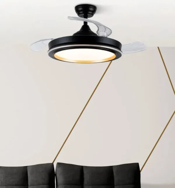 Ventilador retráctil Abrila Picolo negro Oro luz LED 49,5-106 cm