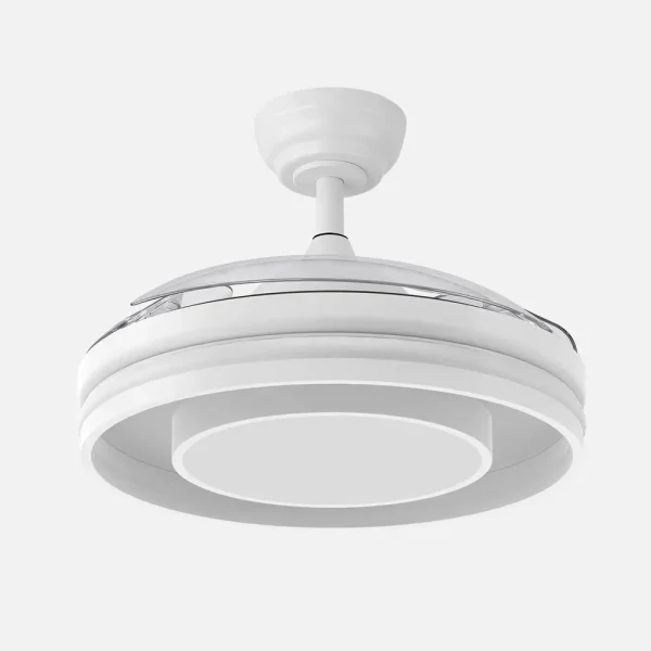 Ventilador retráctil Abrila Pitufo blanco luz LED 50-107 cm