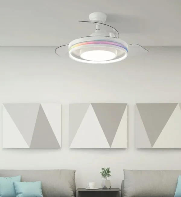 Ventilador retráctil Abrila Pitufo blanco luz LED 50-107 cm