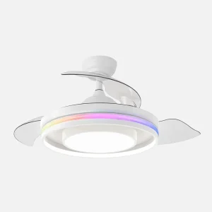 Ventilador retráctil Abrila Pitufo blanco luz LED 50-107 cm