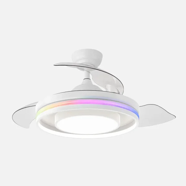 Ventilador retráctil Abrila Pitufo blanco luz LED 50-107 cm