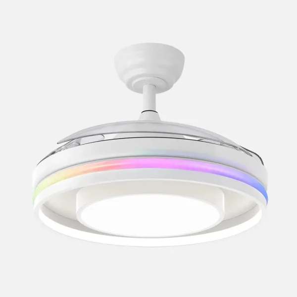 Ventilador retráctil Abrila Pitufo blanco luz LED 50-107 cm