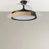 Ventilador retráctil Abrila Provenza negro madera luz LED 50-107 cm