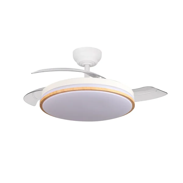 Ventilador retráctil Abrila Relampago blanco madera LED 48-107 cm
