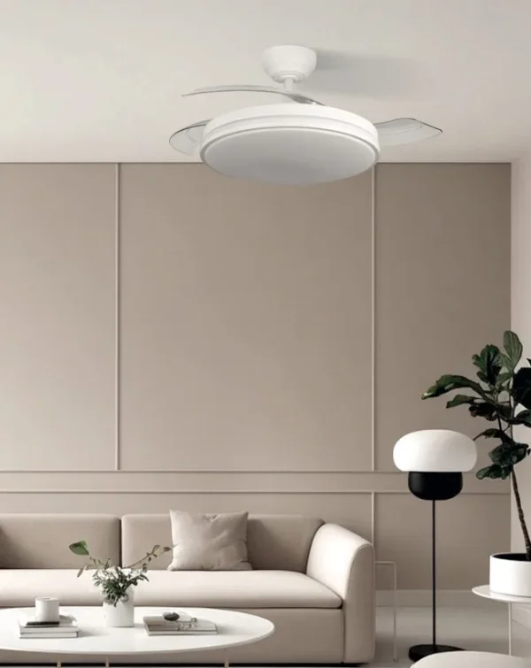 Ventilador retráctil Abrila Relampago blanco luz LED 48-107 cm