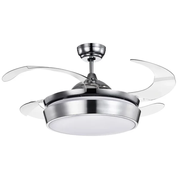 Ventilador retráctil Abrila Simun Cromo luz LED 55-107 cm