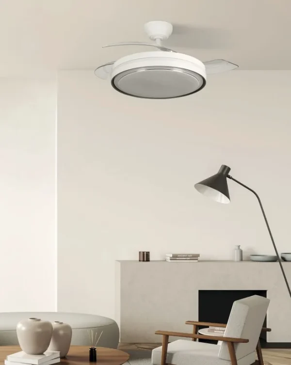 Ventilador retráctil Abrila Siux blanco luz LED 48-107 cm