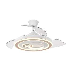 Ventilador retráctil Abrila Sultan blanco madera luz LED 50-107 cm