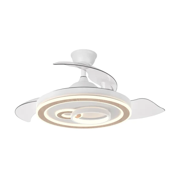 Ventilador retráctil Abrila Sultan blanco madera luz LED 50-107 cm
