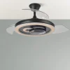 Ventilador retráctil Abrila Sultan negro madera luz LED 50-107 cm