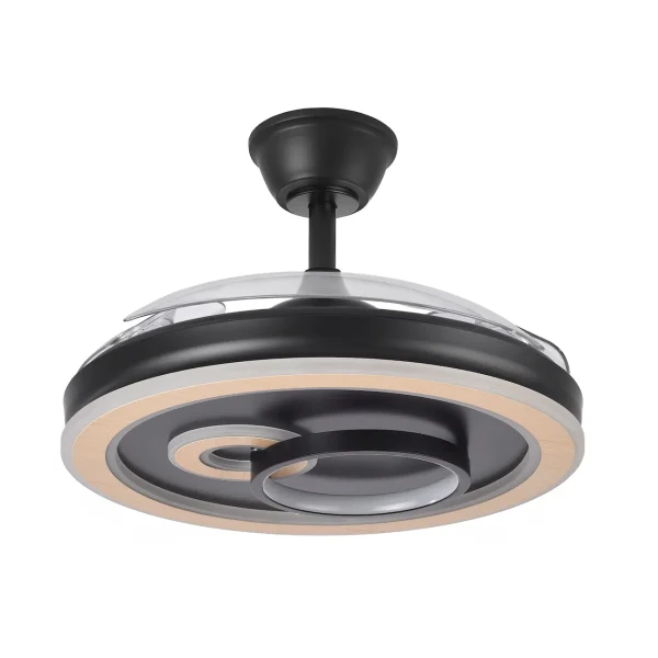 Ventilador retráctil Abrila Sultan negro madera luz LED 50-107 cm
