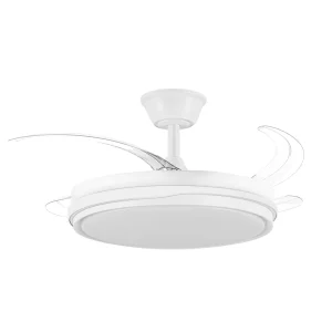 Ventilador retráctil Abrila Tempano blanco luz LED 50-106 cm