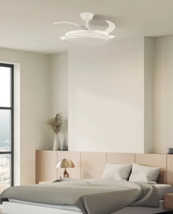 Ventilador retráctil Abrila Tempano blanco luz LED 50-106 cm