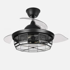 Ventilador retráctil Abrila Tornado negro con luz 50-107 cm