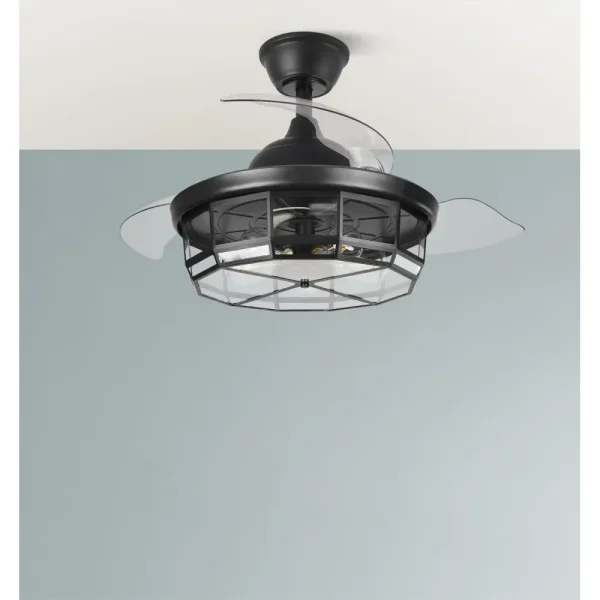 Ventilador retráctil Abrila Tornado negro con luz 50-107 cm