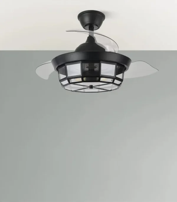 Ventilador retráctil Abrila Tornado Mini negro con luz 40-91 cm