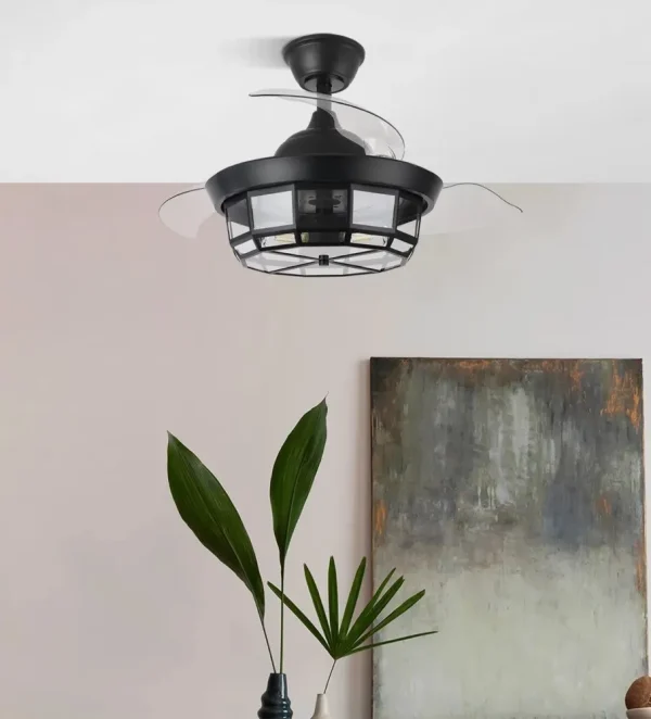 Ventilador retráctil Abrila Tornado Mini negro con luz 40-91 cm