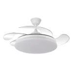 Ventilador retráctil Abrila Tridente blanco luz LED 50-107 cm