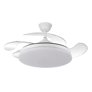 Ventilador retráctil Abrila Tridente blanco luz LED 50-107 cm