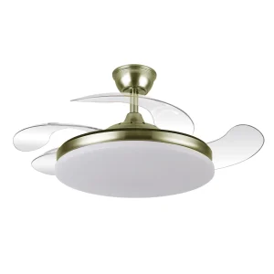 Ventilador retráctil Abrila Tridente cuero luz LED 50-107 cm