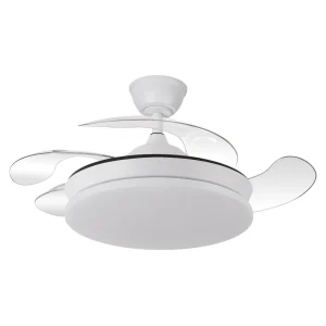 Ventilador retráctil Abrila Tridente Mini blanco luz LED 40-91 cm