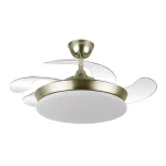 Ventilador retráctil Abrila Tridente Mini cuero luz LED 40-91 cm