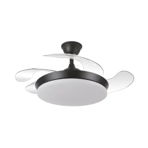 Ventilador retráctil Abrila Tridente Mini negro luz LED 40-91 cm
